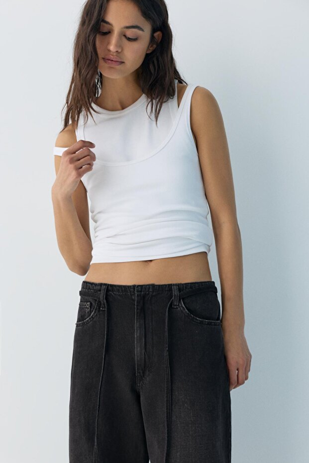 Bağcıklı baggy jean - 7