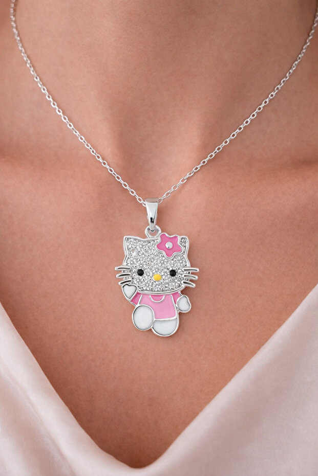 Hello Kitty Tasarım Çelik Kolye Ucu - 1