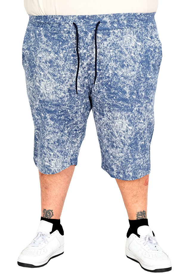 شورت رجالي كبير الحجم من Mode XL مطبوع عليه نقش 20037S أزرق