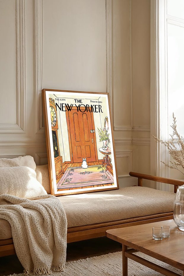 One Piece Wooden Framed Newyorker Cover Painting Tk2788