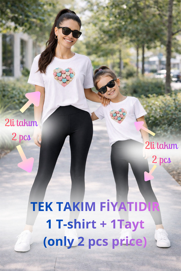 Mother Daughter Mama Min Toparlayıcı Tayt T-Shirt Combination Single Price Oversize 100% Cotton