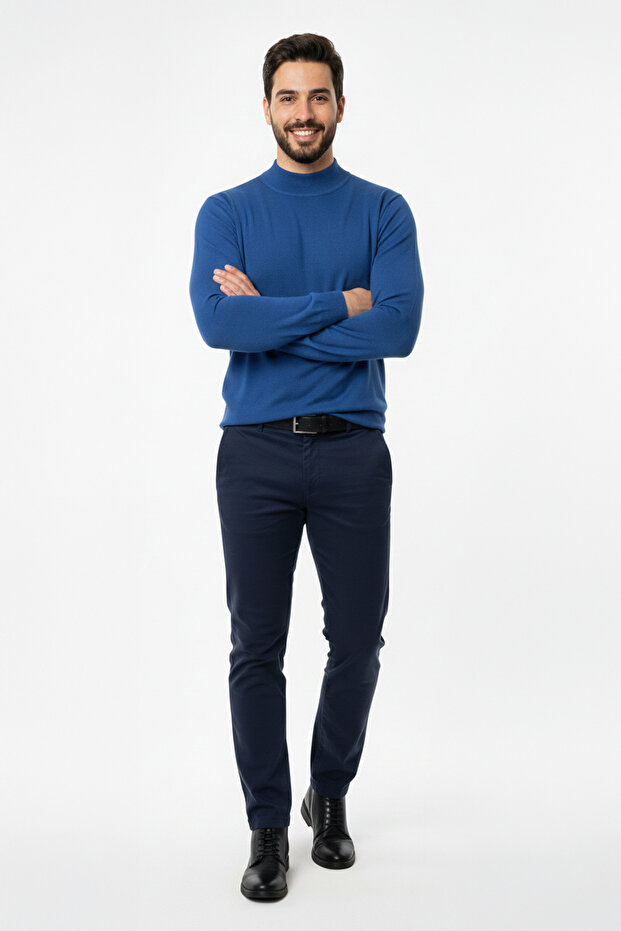 سترة مسطحة نصف الياقة المدورة للرجال - 2