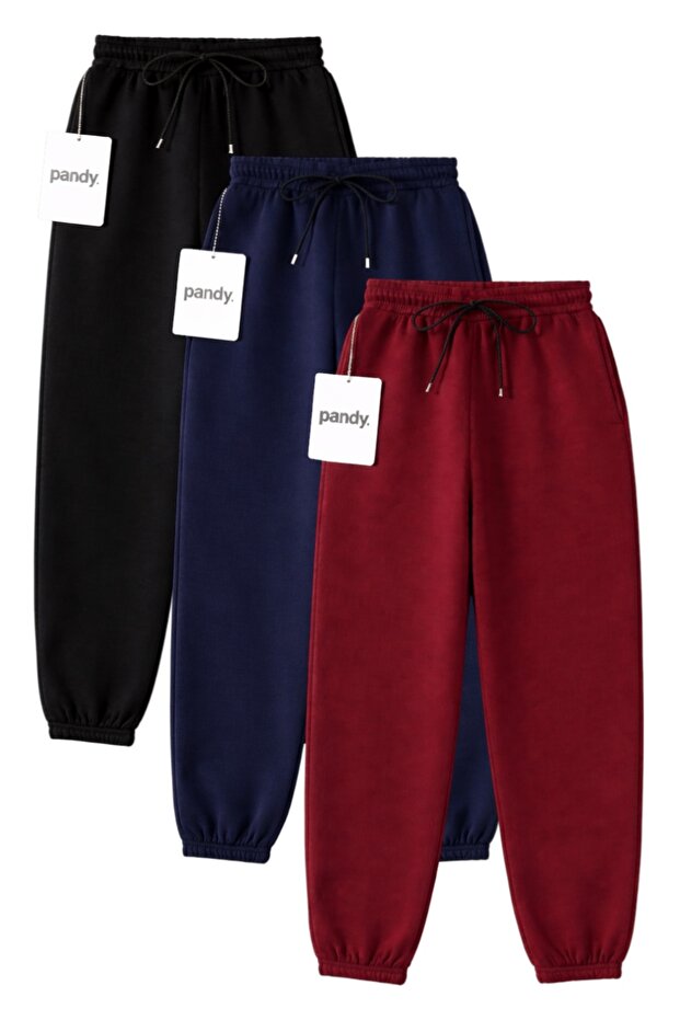 3-Piece Unisex Full-Fit Sweatpants with Elastic Cuffs