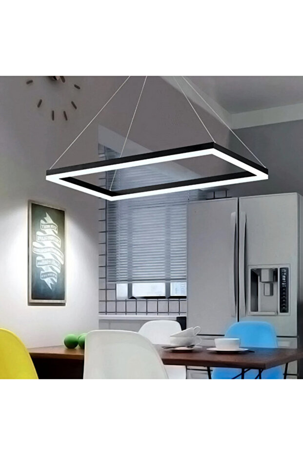 Lustra LED Suspendata 1 Element Rectangular 60X30CM Neagra Echivalent 300W - 3