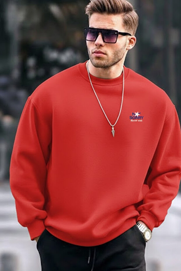 Men's Not Sorry Printed Red Sweatshirt