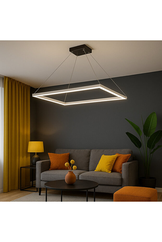Lustra LED Suspendata 1 Element Rectangular Alb Echivalent 300W - 2