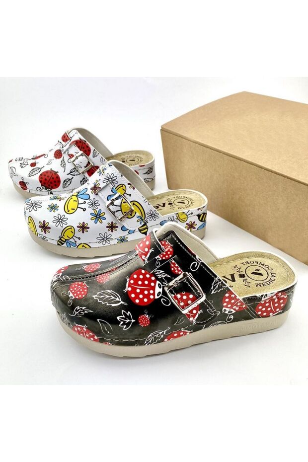Clogs 195 black-ladybug - 2