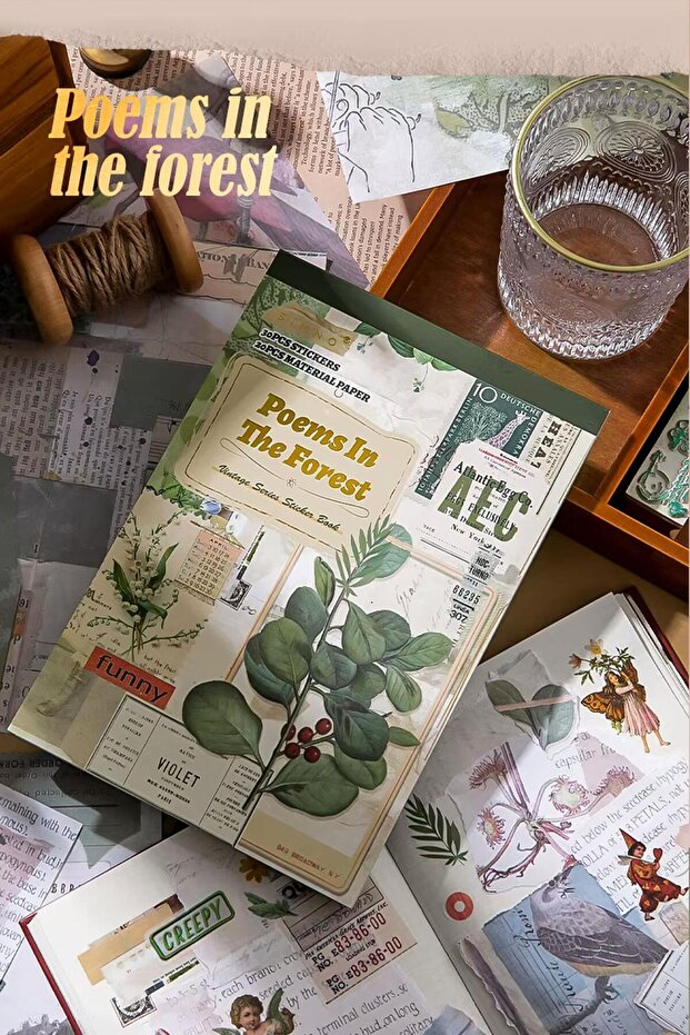 مجموعة ملصقات Bullet Journal وScrapbook - 50 ورقة لتزيين المذكرات بتصميم الغابات الخضراء والنباتات