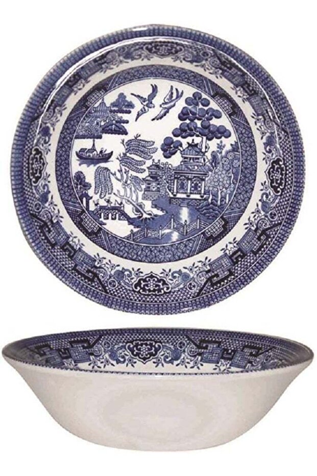 Fine China Earthenware Set of 6 Oatmeal Bowl 6" Blue Willow