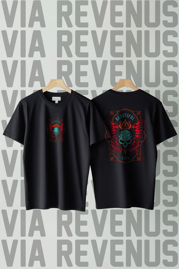 Beautiful Lies Printed Crew Neck Wide Fit Unisex Tshirt