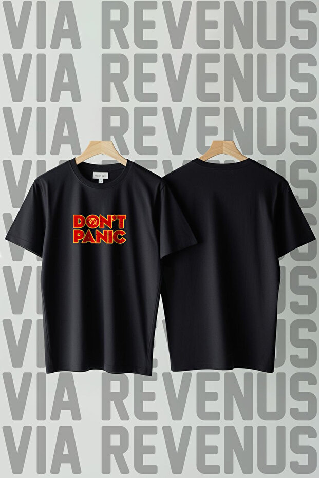 Don'T Panic Printed Crew Neck Wide Fit Unisex Tshirt