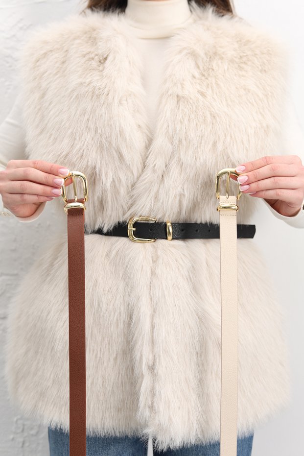 Classic Buckle Gold Plated Women's Trouser Belt, Dress Belt, Coat Belt