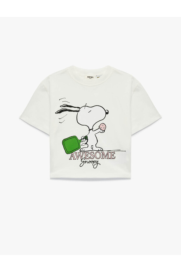 Crew Neck Ecru Girls' T-Shirt 6Skg10157Ak