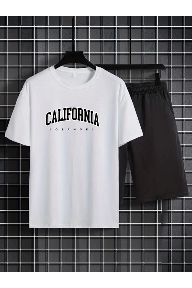 Unisex California Los Angeles Printed Oversize T-Shirt Shorts Set – Street Style