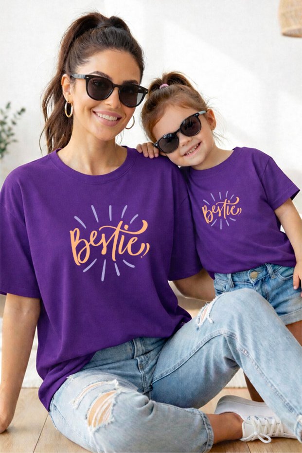 Mother Daughter 100% Cotton T-Shirt Mama Mini Mother Daughter Single Price
