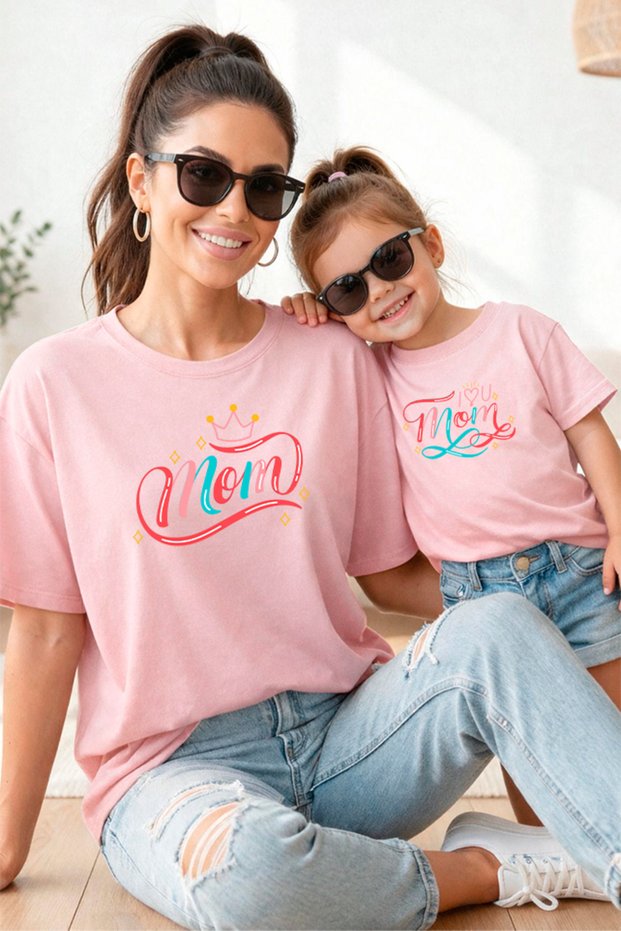 Mother Daughter 100% Cotton T-Shirt Mama Mini Mother Daughter Single Price