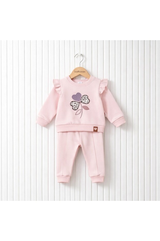 Heart Embroidered Baby Girl Set