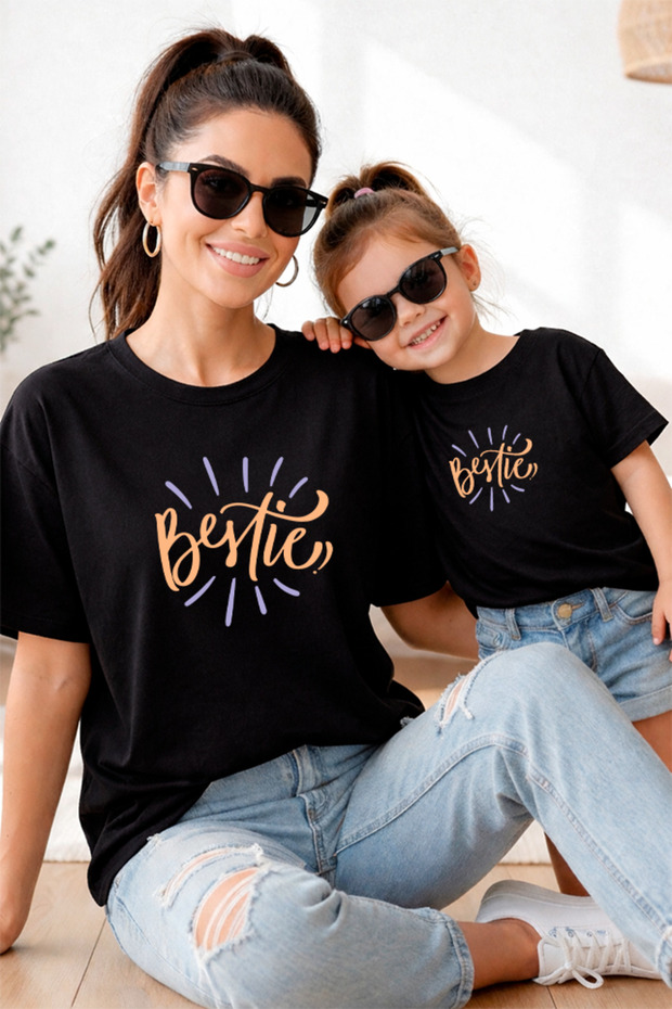 Mother Daughter 100% Cotton T-Shirt Mama Mini Mother Daughter Single Price