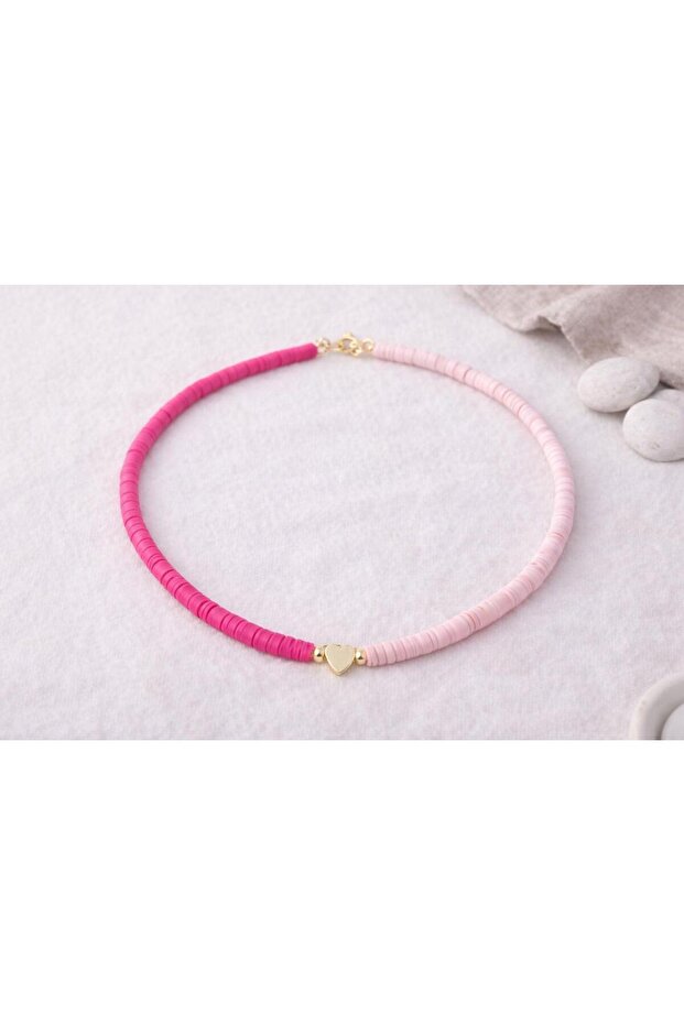 Soft Pink Heart Fimo Necklace