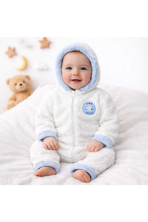 Welsoft Plush Hooded, Zippered Baby Jumpsuit