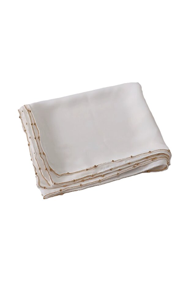 Premium Pearl-Beaded Medina Silk Chiffon Hijab Headscarf, 175 x 70 cm