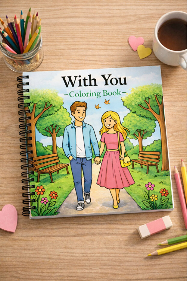 With You Coloring Book - Special for Couples - Valentine's Day - Thick Pages - Wire Spiral