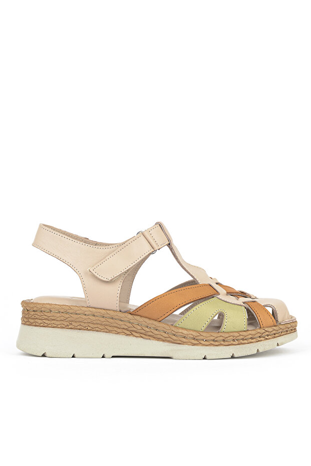 , Women's Genuine Leather Sandals 1611008Z438 Silver
