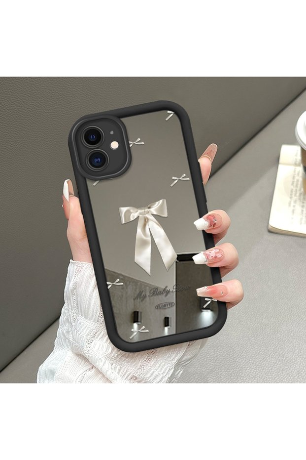 Compatible with iPhone 12 Compatible with Ribbon Pattern Mirrored Silicone Phone Case