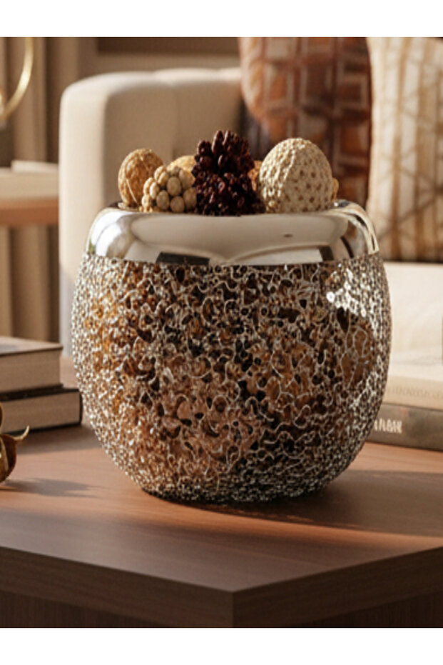 Stainless Steel Mesh Fruit Basket – Silver Finish, 16 cm Round Fruit Holder