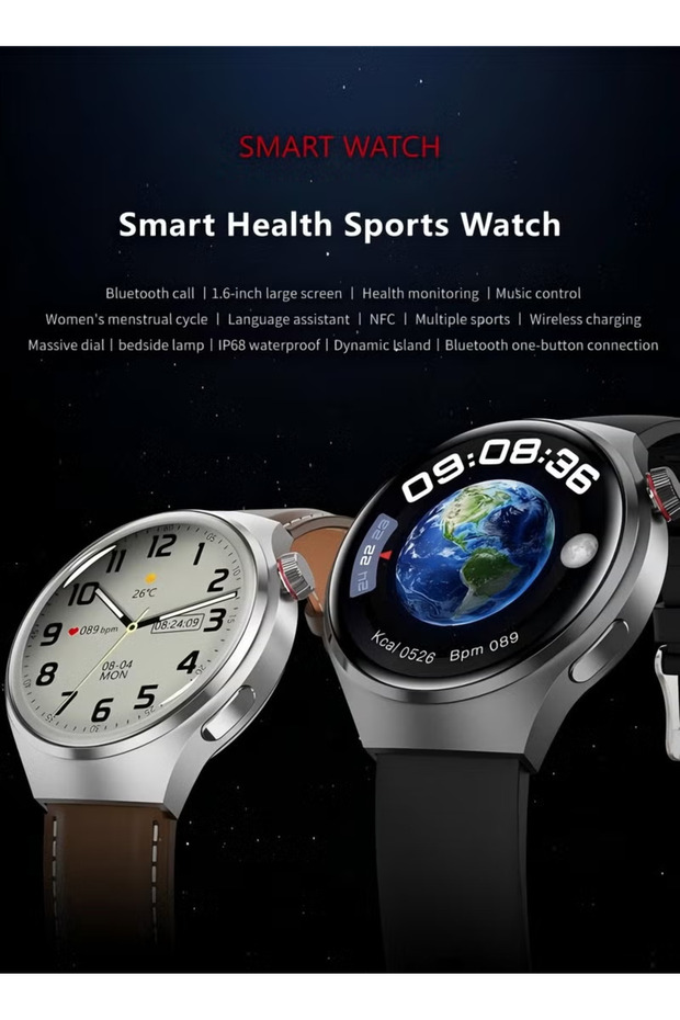 تتميز ساعة GT4 الذكية بوظيفة الاتصال عبر البلوتوث (الرد على المكالمات/إجراؤها). - 2