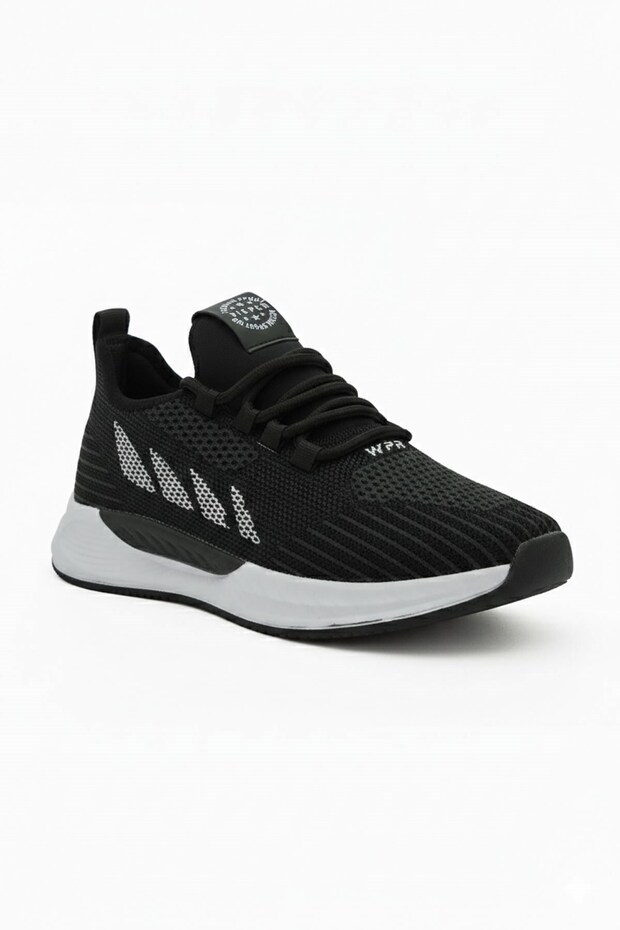 Black and White Orthopedic Sole Flexible Stylish Lightweight Knitwear Casual Sneaker Sports Shoes