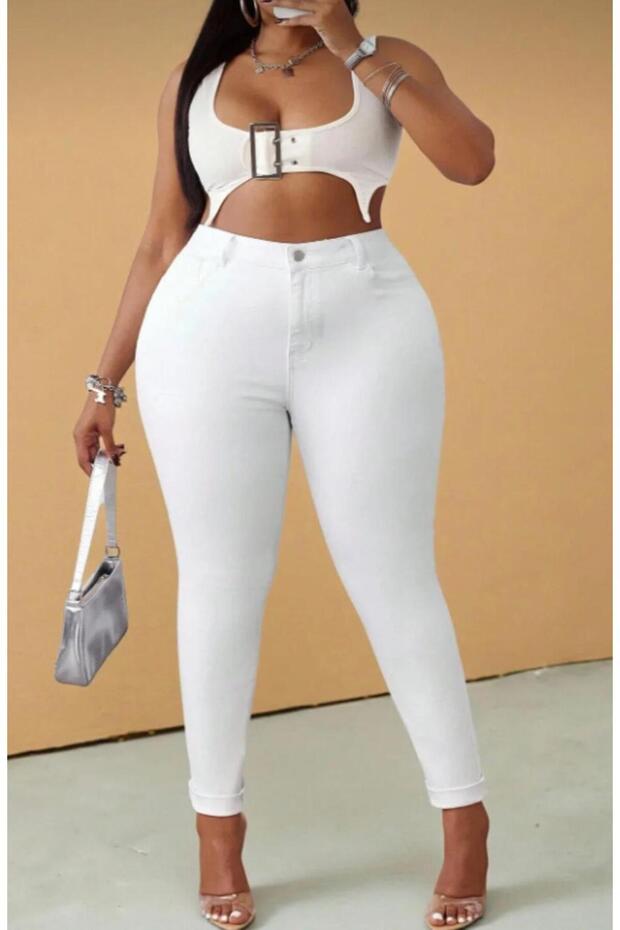 New Season Battal Size Shape-Up Power Lycra High Waist Tight-Leg Skinny Women's Jeans