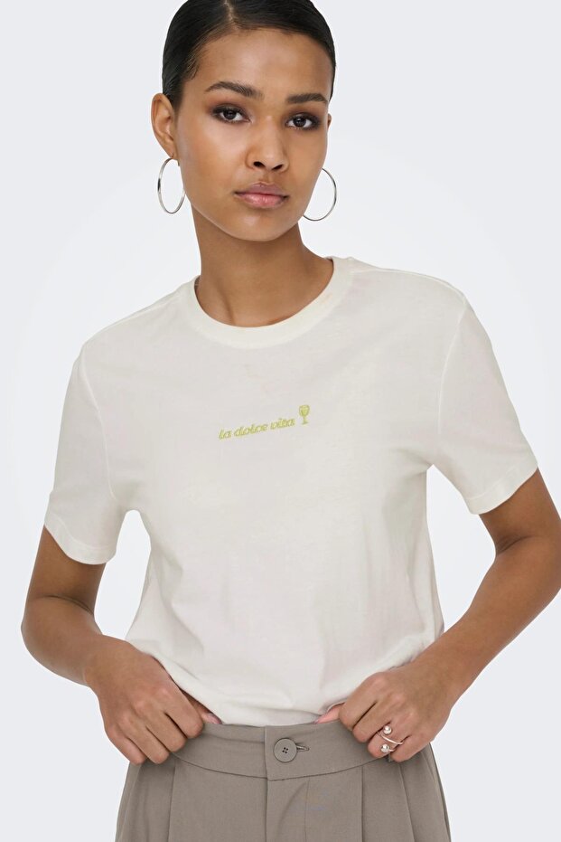 Women's Crew Neck Boxy Fit Suede Textured T-Shirt - Milena