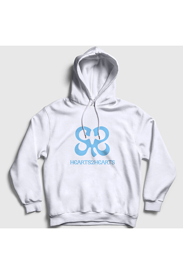 Unisex White Logo K-Pop Hearts2Hearts Hooded Sweatshirt 598300Tt