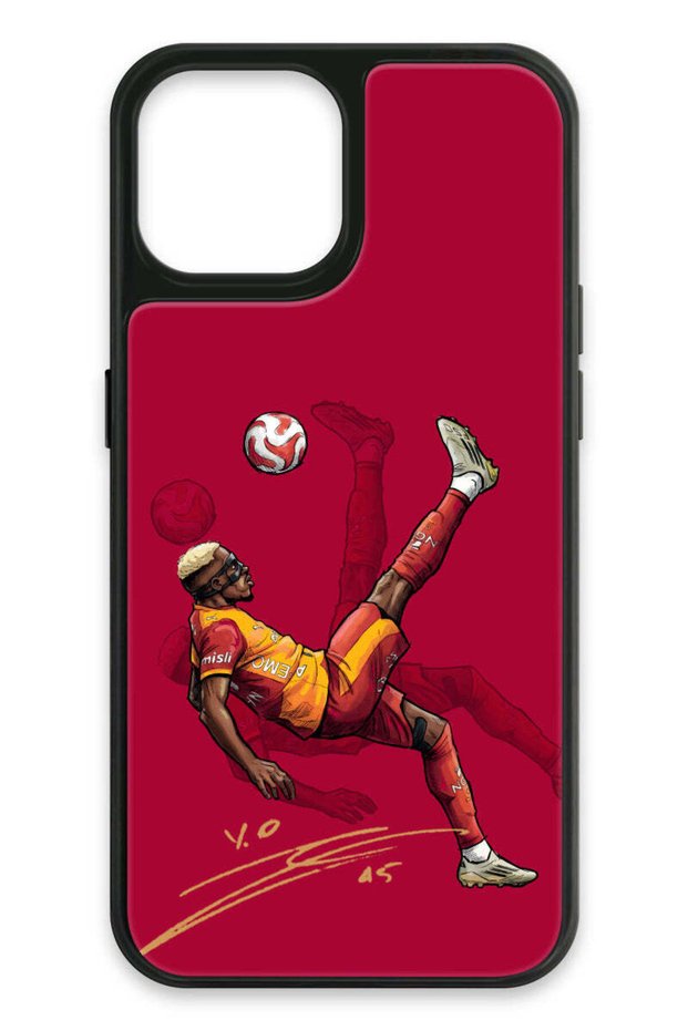 iPhone 14 Compatible Osimhen Röveşata Signed Glass Licensed Phone Case
