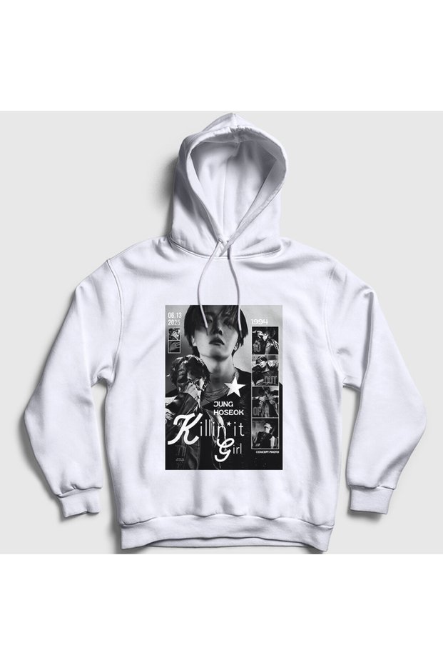 Unisex White Killin It Girl J-Hope Jung Hoseok Hooded Sweatshirt 598000Tt