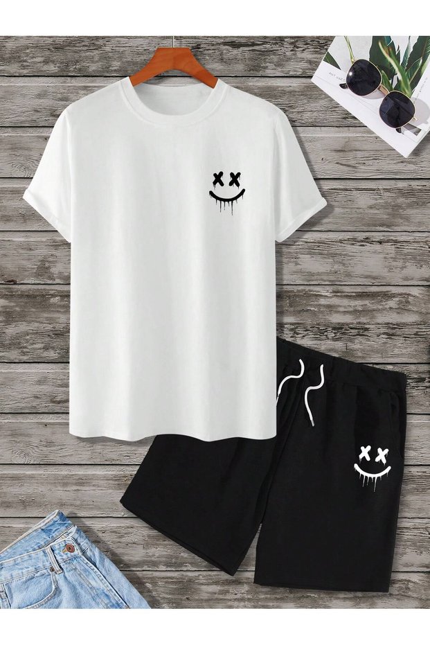 Men's T-Shirt Shorts - T-Shirt with Shorts Bottom Top Set King Printed Crew Neck