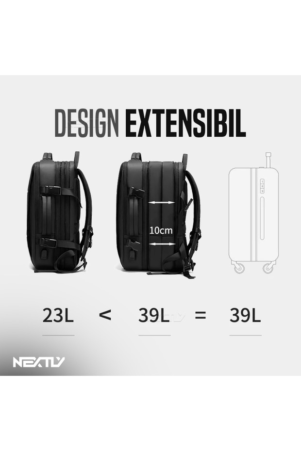 Expandable Multi-Compartment Backpack, Black - 4