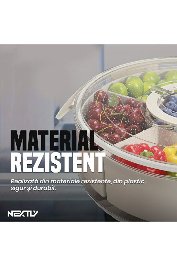 Compartmentalized Container, 6 Sections, 26cm, White - 6