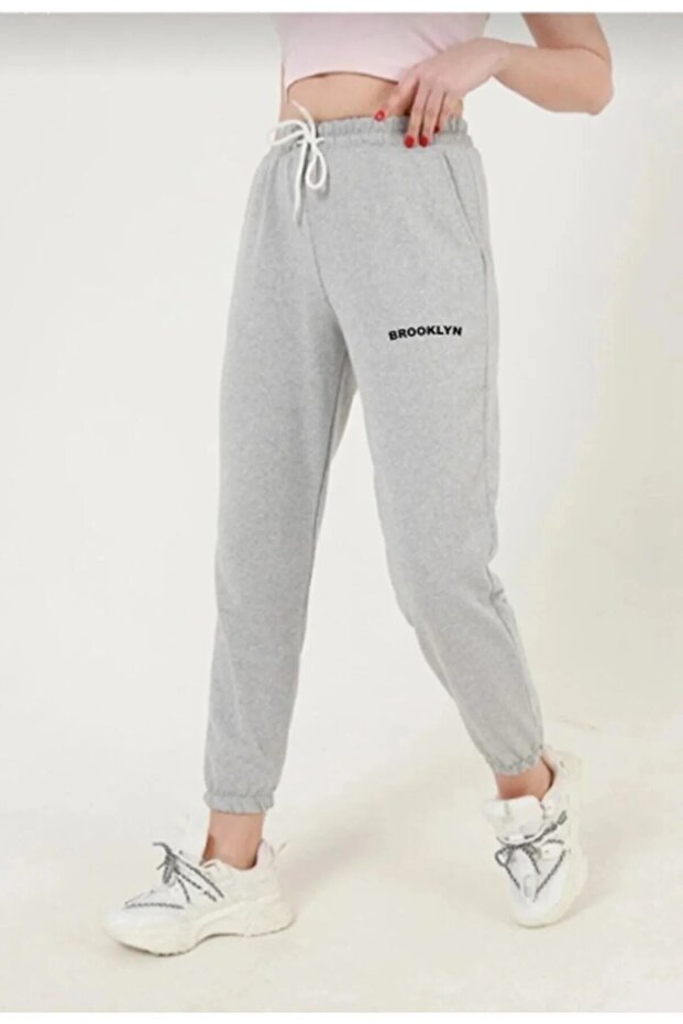 Unisex Brooklyn Printed Gray Seasonal Sweatpants