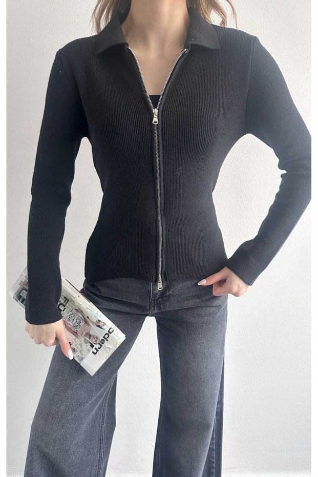 Zippered Slim Fit Louise Cardigan