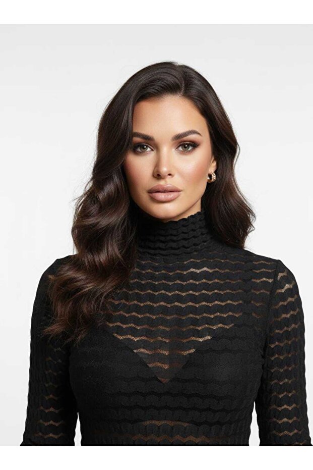 Kadın hafif transparan tül bluz - 2