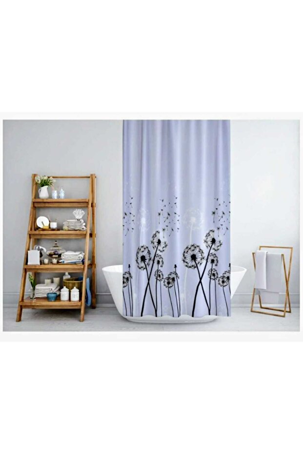Tropik Polyester Fabric Geometric Pattern Gray Bathroom Curtain Domestic Production Shower Curtain