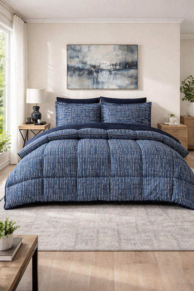 طقم نوم مودرا مزدوج - أزرق - 1