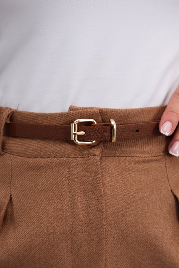 Imported Gold Buckle Thin Women's Trouser Belt, Dress Belt, Coat Belt