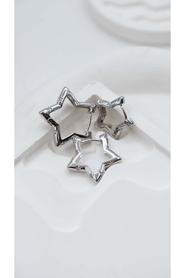 Star Figure Zircon Stone Detail 3-Piece Earring Set