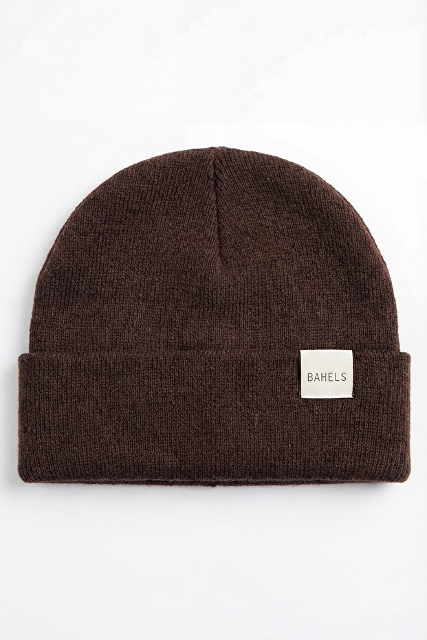 Unisex Kahve Kalın Basic Düz Triko Bere - 3