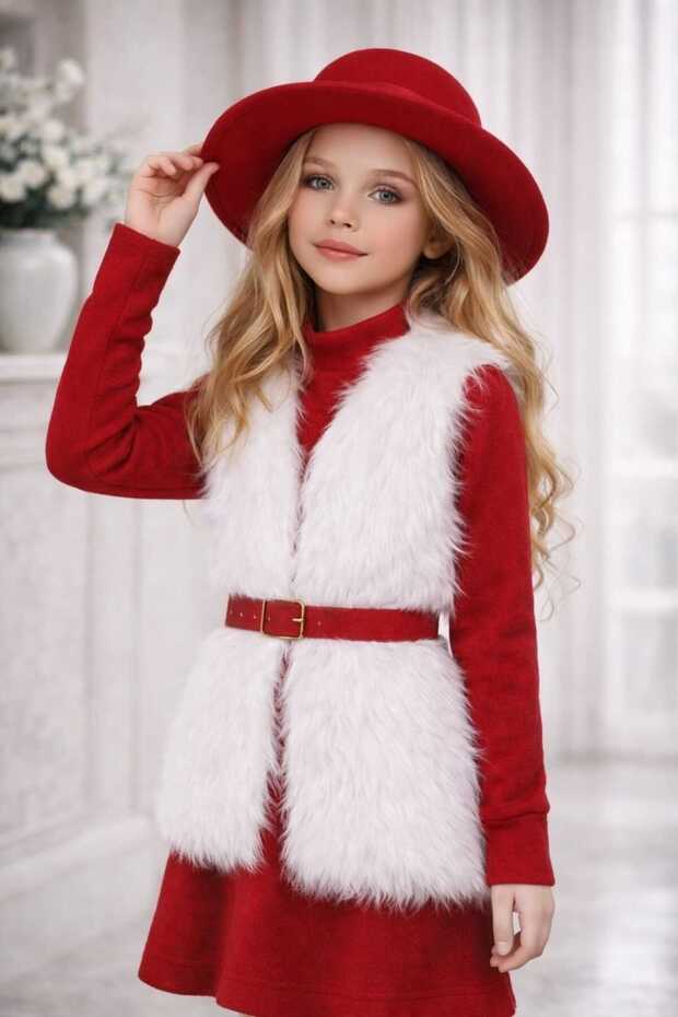 Girls' Clothing Dress Vest Hat Belt Dust Coat 5 Piece Combination