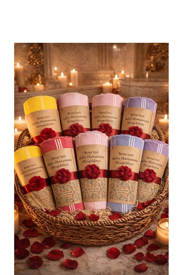 10-Piece Bridal Bath Gift Set – Pouch & Mixed Color Peshtemal | Bridal Package – Hamam Set