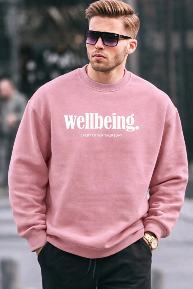 سويت شيرت وردي مطبوع للرجال من Wellbeing